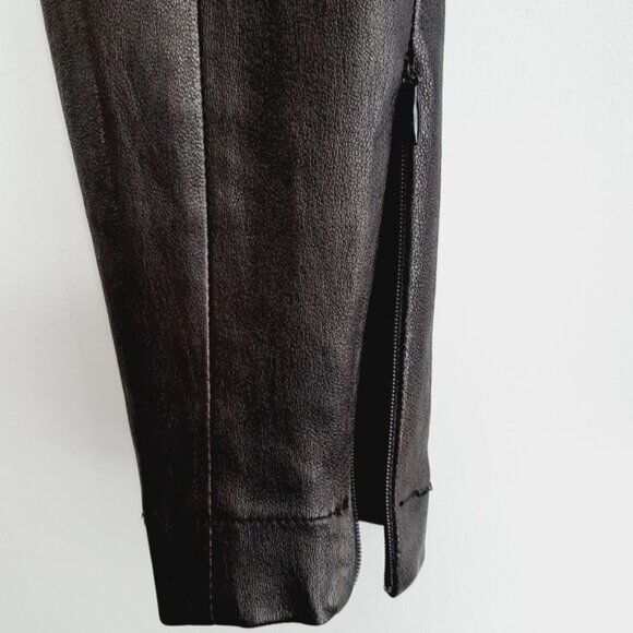 ROBERT RODRIGUEZ / Genuine Leather Legging Pull-On Pants Ankle Zip Black 2 Flaw - Picture 5 of 16